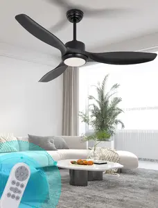 Ceiling Fans with Lights, 52 Inch Ceiling Fan with Light and Remote, Black Ceiling Fan, DC Motor, 6 Speed, Quiet Noiseless, 3 CCT, Reversible, Plastic Blades, Indoor for Living Room Bedroom