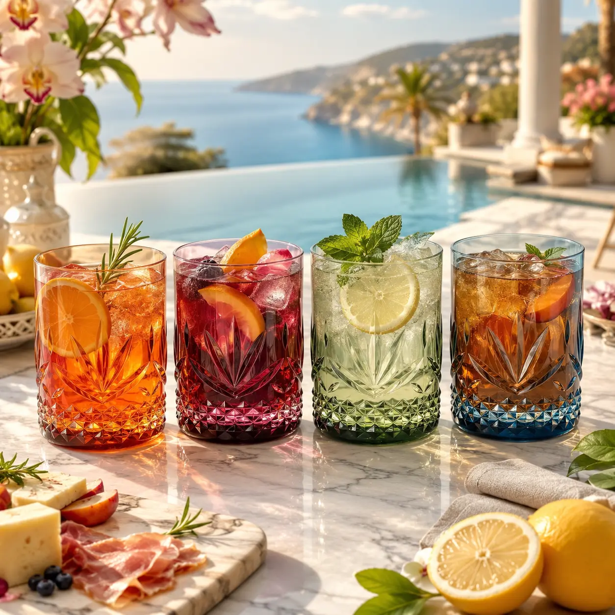 Unbreakable Tritan Plastic Cocktail, Whiskey, Water & Wine Tumbler Glasses | 4 Set | Reusable Old Fashioned Rocks, Acrylic Pastel Colors Glass Lookalike, Dishwasher-Safe, Shatterproof BPA-free 11oz