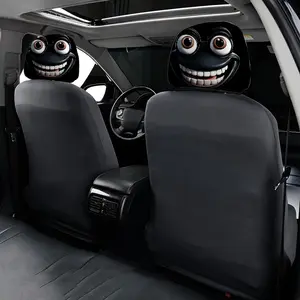 2pcs 11x10.2 Inch Goofy Grin and Black Car Headrest Covers, Universal, Easy to Install and Durable, Car Interior Accessory, Ideal Car Interior Seat Accessories, Perfect for Pranking Backseat Friends, Great Gifts for Car Enthusiasts, 1.23LYY-2