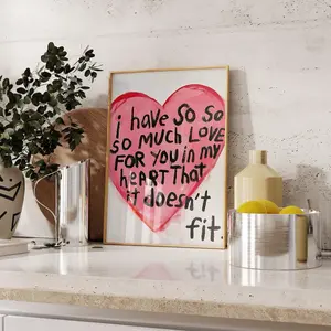 Heart & Letter Pattern Unframed Painting, Modern Wall Art Poster, Unframed Art Print, Wall Art Decor for Home Living Room Bedroom, Home Decor, Ornaments