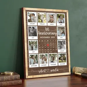 Personalized One Year Anniversary Gift Poster, Couple Photo Sign, Wedding Gift, 1st Anniversary Gift for Him Her