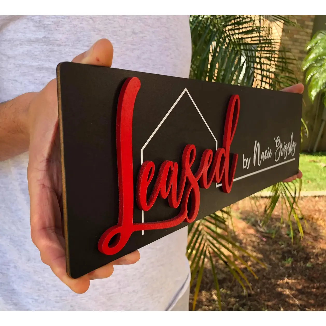 Rectangle Shaped Sign "Leased"