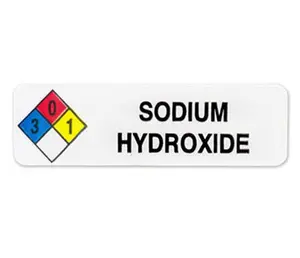 "Sodium Hydroxide" HMIG Safety Labels, 0.75" x 2.5", 250/ROLL