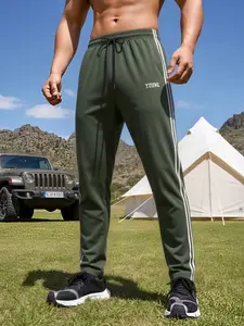 Men's casual straight-leg pants, with an elastic waist, drawstring, fashionable embossing and simple letter embroidery design, are a versatile item for daily home, outdoor, casual sports, fitness, walking and outings