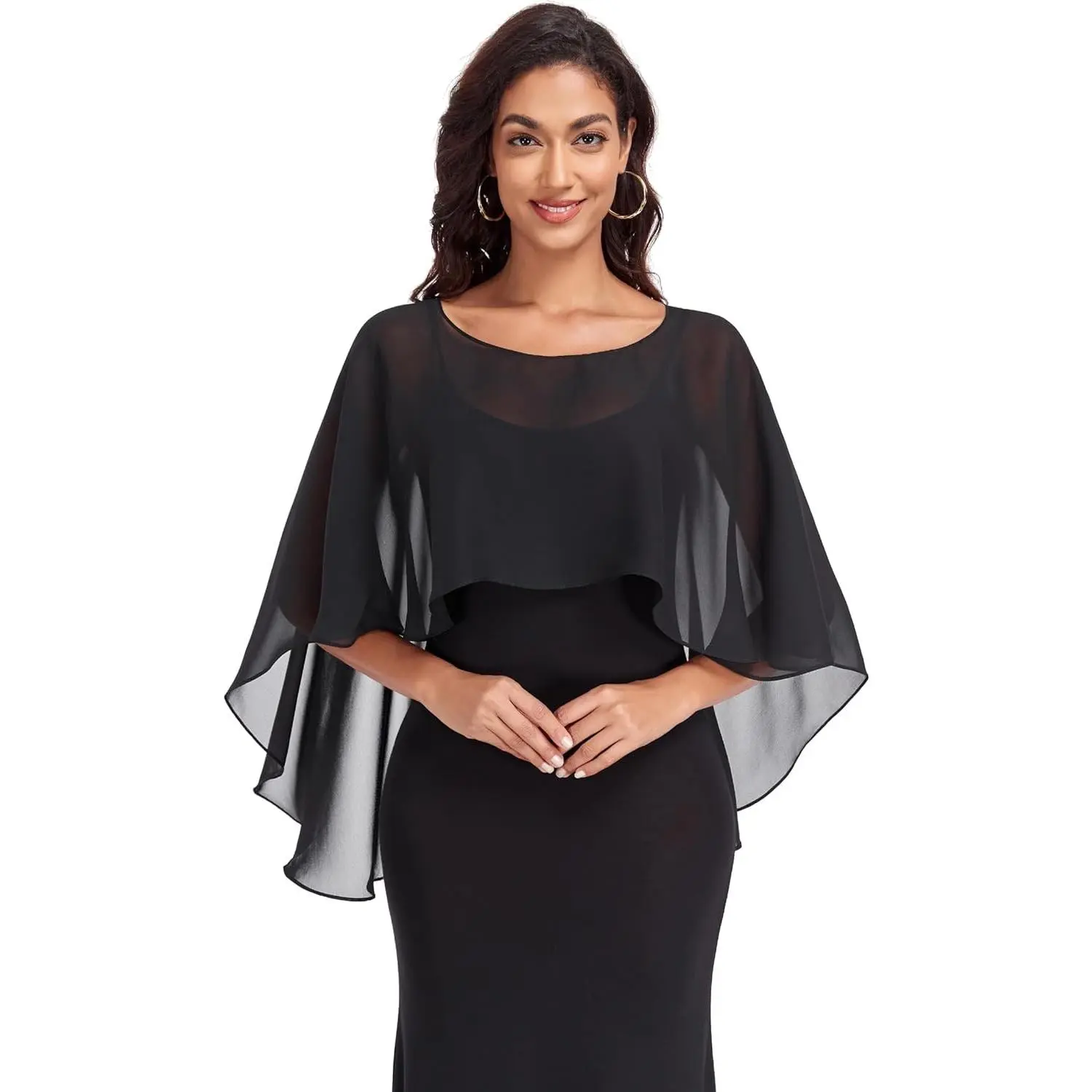 Sheer Shawls and Wraps for Evening Dresses Chiffon Capes for Women Soft Wedding Cover Up