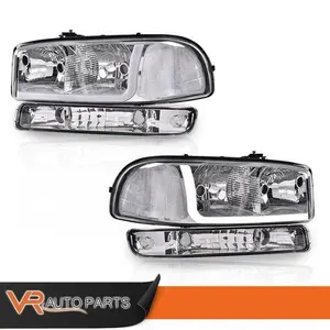 LED DRL Headlights W/ Bumper Signal Lamps Clear Fit For 99-07 GMC Sierra Yukon