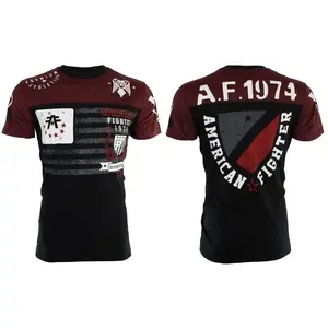 American Fighter Men's Nazareth Black & Red Graphic T-Shirt, Casual Short Sleeve Crewneck in 100% Cotton, Tshirt