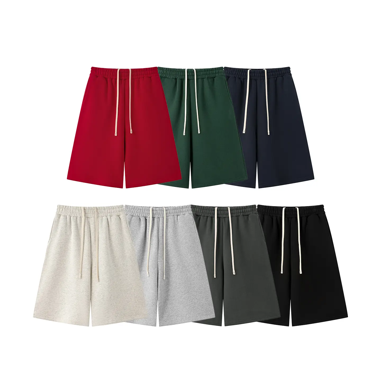 inflation Men's Plain 345G Heavyweight Cotton Sweat Shorts, Loose-Fit Casual Activewear, Knee-Length with Drawstring, Baggy, Long Sweat Shorts, Extra Baggy Men's Shorts