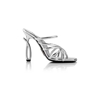 Daniela Uribe Entwine Sandal (Metallic Silver) Shoe Footwear Women Walking Shoes Summer Girl Leather italian made luxury shoes
