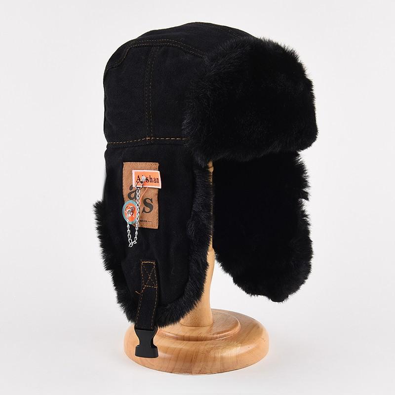 Thickened Lei Feng hat windproof and warm ear protection riding hat plush chain cotton hat fashionable hat