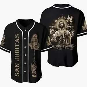 Camisas De San Judas Tadeo Brown Baseball Jersey, Sanjuditas Baseball Jersey, Gift Mexcico Jersey for Men and Women, Baseball Jersey Style ENA