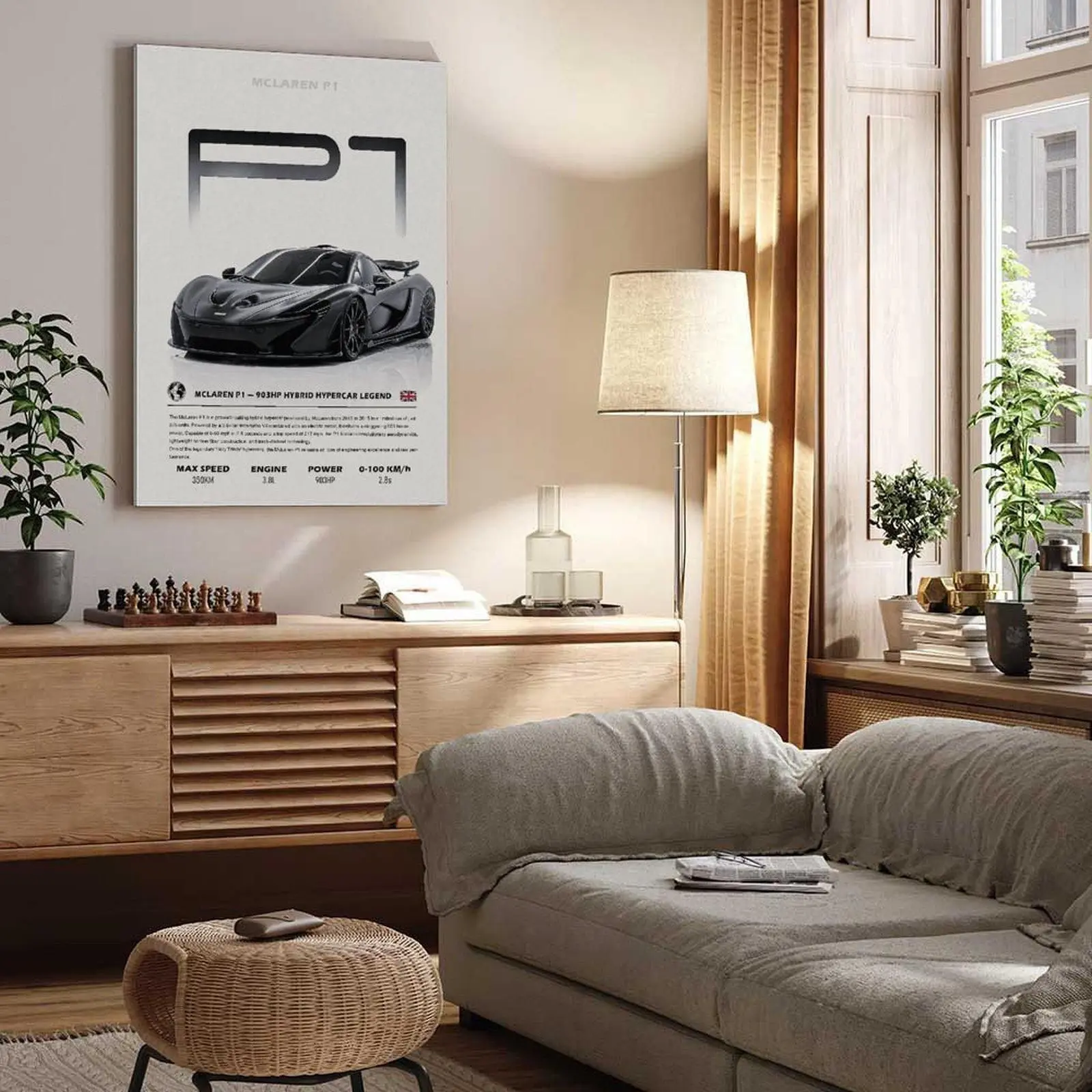 Luxury Hypercar McLaren P1 Canvas Retro Racing Automotive Picture Print Aesthetic Room Decor for Bedroom Garage Man Cave Decoration Modern Minimalist Poster
