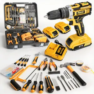 Fotrix Complete 21V Cordless Drill Tool Kit – All-in-One Home Repair Set with 2 Batteries and Accessories