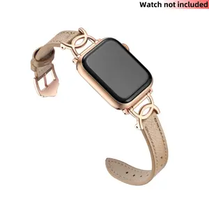 Fashionable Faux Leather Watch Band (Band Only), 1 Count Adjustable Watch Band for Apple Watch Series 9/8/7/6/5/SE/4/3/2/Ultra 2 Smart Watch Straps