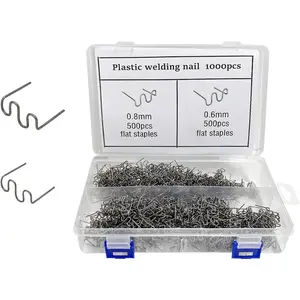 1000 count Hot Staples Bumper Welding Rods, 0.6mm 0.8mm Bumper Repairing Plastic Welding Kit, Metal Wave Shape Hot Staple Welding Wire for Machine Repair,  Accessories