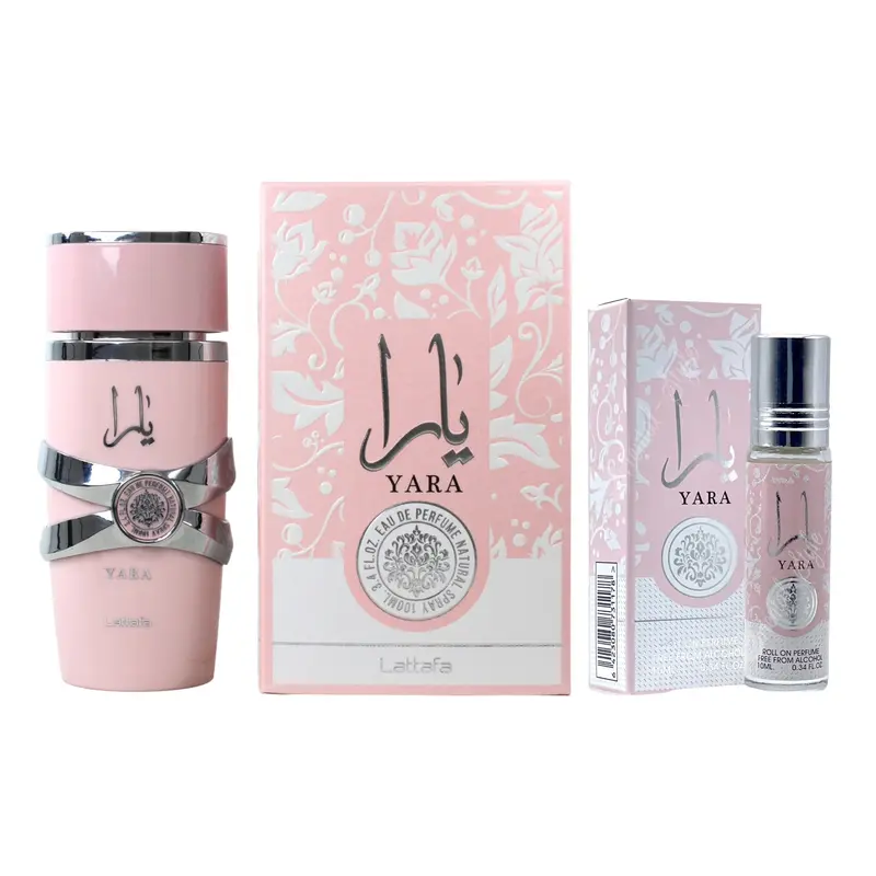 (2pc Bundle Pack) Yara Perfume 3.4oz EDP by Lattafa + Yara Roll-On 10ml Perfume Oil by Ard Al-Zaafaran