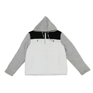 Men's Nylon Puffer Jacket with Fleece Sleeves for Coats and Jackets - Menswear