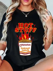 100% Cotton Maruchan Instant Lunch Hot Stuff Flaming Noodles Retro Shot T-Shirt