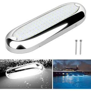 Underwater Marine LED Boat Lights, 8.2 in 3000LM 12V 8W IP68 Waterproof Stainless Steel Boat Transom Lights Flood Lighting for Marine Deck Courtesy Stern, White Light 1 PCS