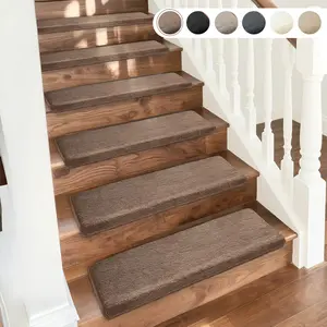 Anti-Skid Classic Stair Pads, 2/7/14-Pack Ultra Plush 9.5"X30" Bullnose Indoor Stair Protectors, Pet-Friendly, Washable Reusable, Skid-Resistant Tape-Free Decorative Stairway Grip Mats, Anti-Skid Stair Pads