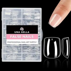 UNA GELLA Extra Short Square Nail Tips XS Short Square Gel x Nails Tips 216pcs Extra Short Press On Nails Full Cover Nail Tips 12 Sizes Clear Fake Nails Extension for Home DIY Nail Salon Soft Gel Tips