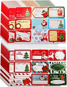 Christmas Gift Tags Sticker, 180Pcs Self Adhesive Christmas Labels Stickers Xmas Name Tag Holiday Stickers for Present Decorations Wrapping Paper DIY Xmas Gift
