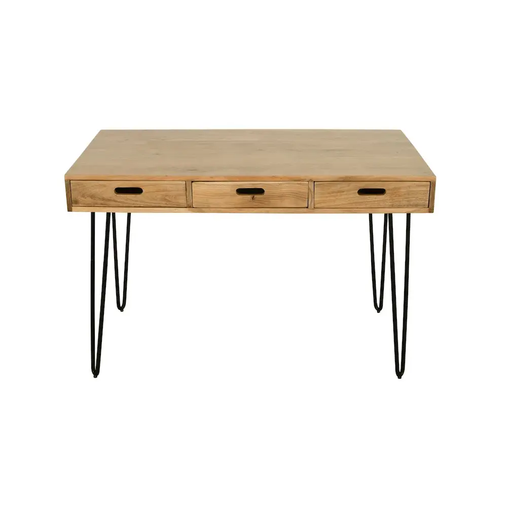 Rollins 52-in Solid Hardwood Industrial Modern Counter Table with Storage Organization, Space Saving Indoor Furniture for Morning Coffee, Weekend Brunches