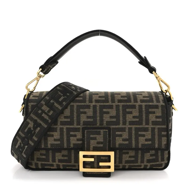 Pre-owned canvas Shoulder Bags Fendi Zucca Large Baguette