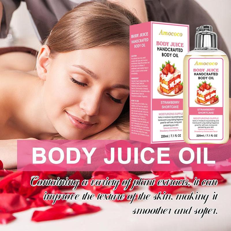 Handcrafted Body Juice Oil - Moisturizing & Nourishing - Anti-Cracking & Dryness - Daily Body Care Moisturizer with 5-Fragrance - Essence Oil moisturising moisturiser perfumed lotion Honey Almond Milk Body Oil Moisture Hydrating peach Cosmetic   body  oil