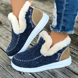 boots 1pair Women's Winter Fleece Lined Ankle Booties, Warm Snow Boots With Fabric Upper & Polyurethane PU Sole Girl Footwear Walking Shoes Insole Comfort Tactical