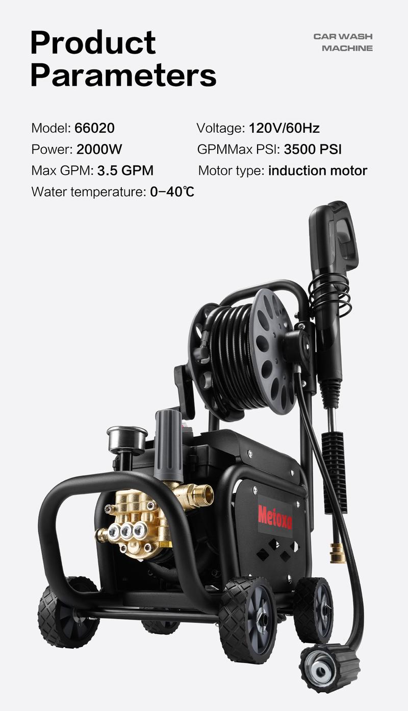 Metoxa High Pressure Washer 2000W Power Washer with 4 Nozzles & Foam Cannon for Cars Driveways Fences Patios Home Cleaning 3.5 GPM electric pressure washer