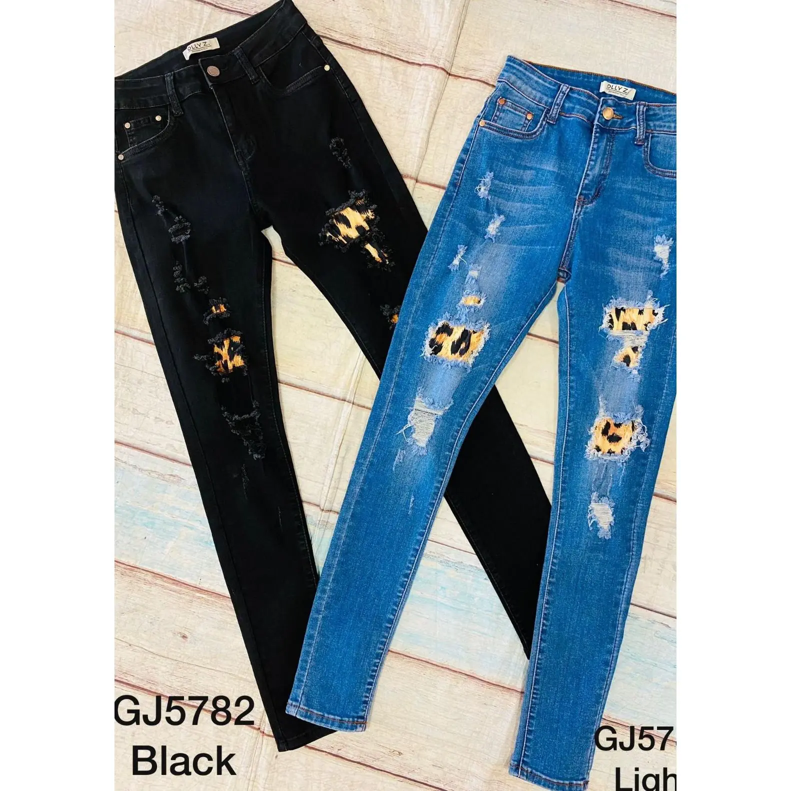 Animal Print Patch Jeans - High Waist Ollyz by Vinizbena Jeans GJ5782-B6