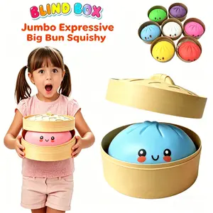Jumbo Expressive Big Dumpling Squishy (10.6 inch)- Blind Box,Mysecret BunFidget Toy, Soft TPR Material, Stress Relief,Unboxing Surprise,Random Style per Pack.Children's Day and Graduation gifts, suitablefor children to exchange gifts