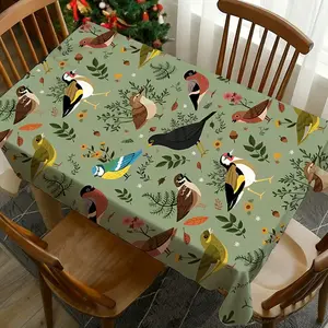 1 pc Bird Pattern Print Tablecloth, Washable Tablecloth, Perfect for Picnic, Camping, Wedding, Birthday Party, Restaurant, Buffet