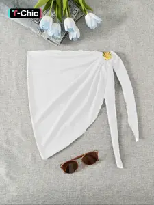 Women's Solid Color Cover Up Skirt, Casual Fashion Swimwear Bottoms for Beach Holiday Vacation, Ladies Swimwear for Summer, Swimwear Coverups, Swimsuit Cover Up, Bathing Suit Cover