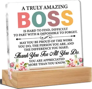 Boss Gifts for Women, Boss Lady Gifts for Women,  Boss Gifts for Retirement Christmas Birthday Thank You Boss  Desk Plaque Sign Office Decor 4 x 4 Inches