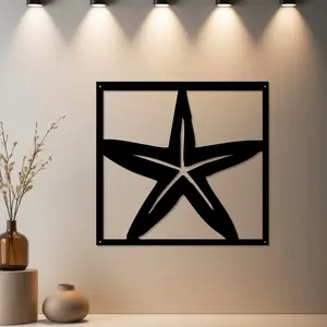 HousewarmingGift 1pc Starfish Metal Wall Art, Artwork, Starfish Metal Wall Art Decoration with Finish - Ideal Gift for Valentine's Day & Christmas & Holiday Season & Birthday (Home Gift) - Home Wall Art for Patio