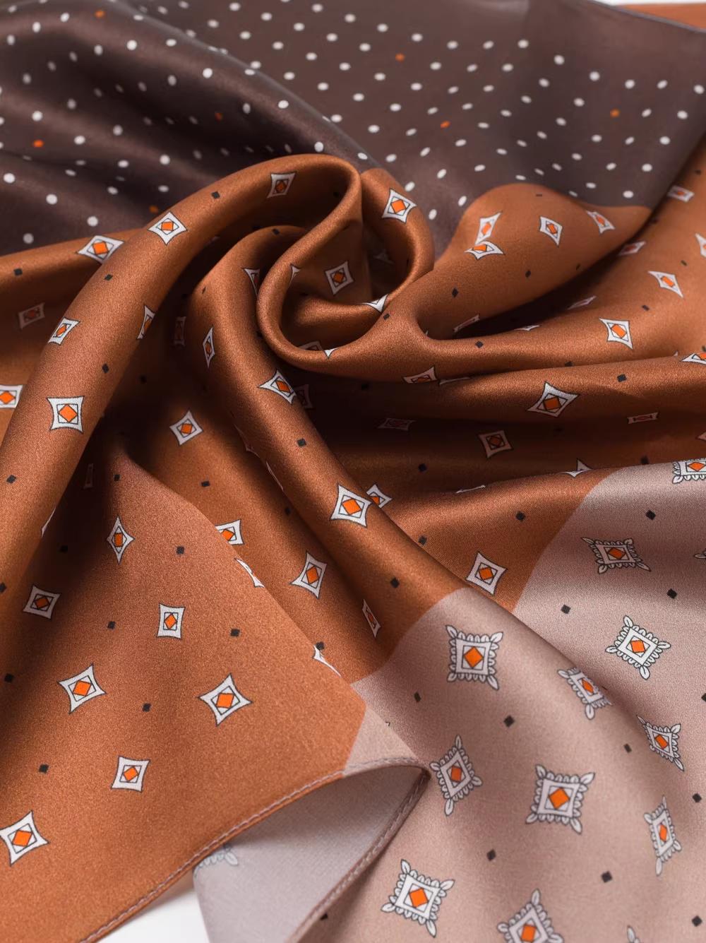 100% Mulberry Silk head scarf True Silk Amuika Silk hair scarf Scarf Small Square look rich Scarf Paisley Pattern outfit upgrade British Scarf Fig Leaf Pattern Small Wrap American Retro Style