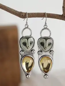 Vintage Teardrop Owl Earrings with Cat Eye Stone Pendant, Perfect for Daily Wear, Parties, Travel, Jewelry Gift Idea