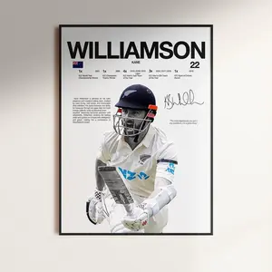Kane Williamson Poster, Cricket Wall Print, Lucknow Super Giants, New Zealand Cricket Poster,  Cricket Decor, Cricket Gift