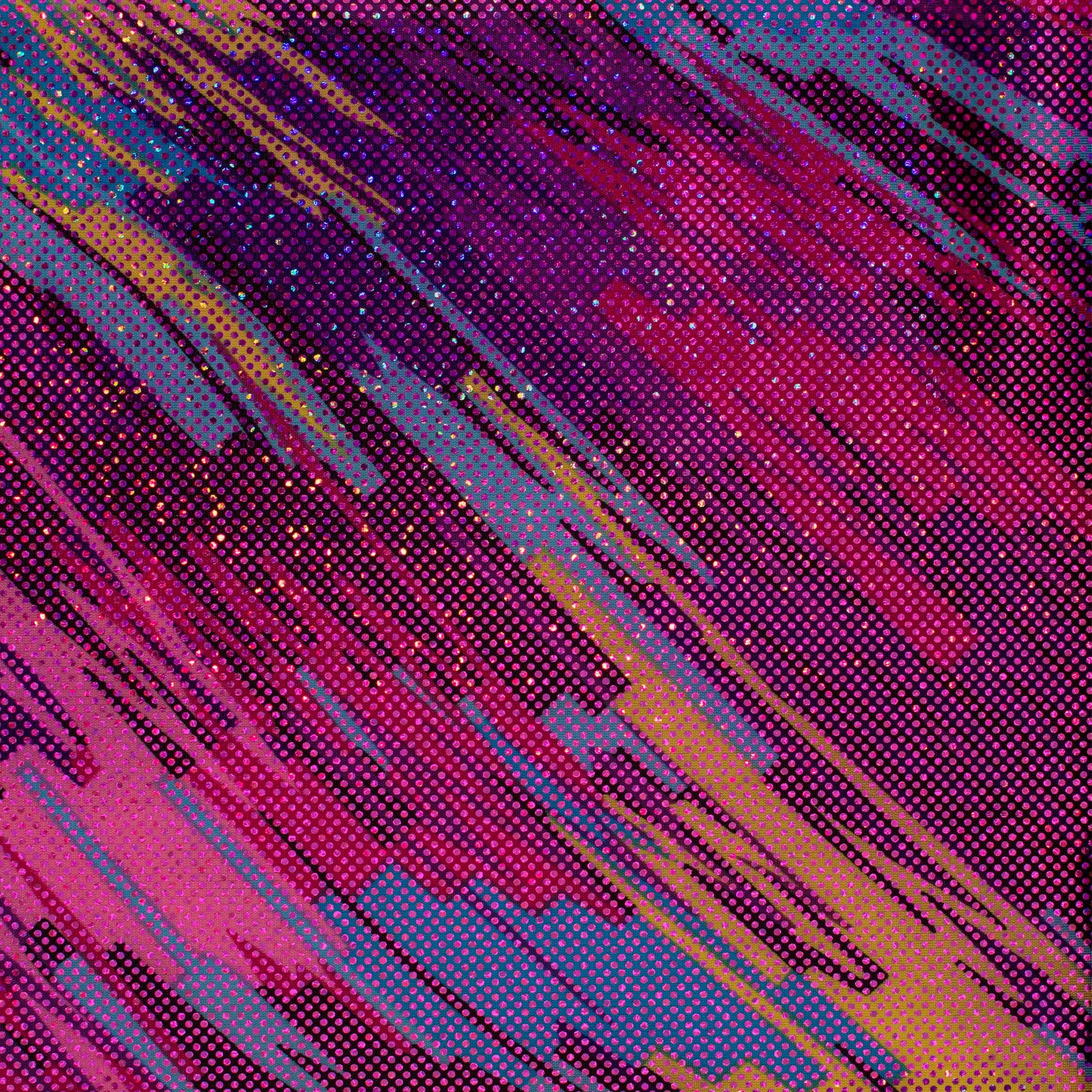 Spandex Palace Radiant Swing Print Nylon Blend Fabric - 20% Spandex, 4-Way Stretch, All-Over Foil, Luminous Couture Print, Hologram Effect, 60" Wide, 36" x 60" Each Yard, 270g/yd, Durable Flexible Dressmaking Fabric for Dancewear