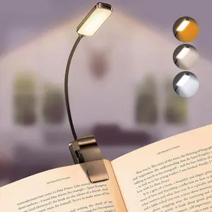 9 LED Rechargeable Book Light for Reading in Bed - Eye Caring 3 Color Temperatures,Stepless Dimming Brightness,80 Hrs Runtime Small Lightweight Clip On Book Reading Light for Studying