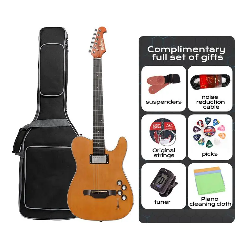 Bullfighter K10 Smart Silent Electric-Acoustic Guitar - Solid Maple Body, Built-In Chorus & Reverb Effects, Ideal for Home Practice, Travel