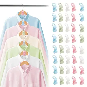 40PCS  Saving Hanger  ClothesConnector Hooks, Stacking  Saver, Plastic Closet Organizers and Storage Extender for Heavy Duty Hangers Connection Hanging cloth kid wardrobe multifunctional towel skirt organized pant strong cap rack space maximizer coat