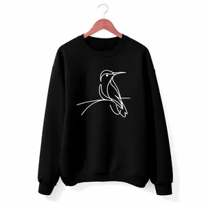 Unisex Casual Sweatshirt with Black-throated Hummingbird Line Art – Comfortable Long Sleeve