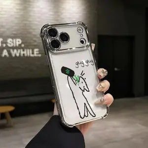 Pixel Drinking Guy Phone Case for iPhone 17 AIR 17 PRO 16 PRO 15  PRO MAX  14 PLUS 13 PRO 12 11 series (silicone softshell) airbag anti-drop and shockproofmobile phone protective case