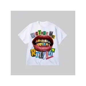 Trendy 'PICTURE ME ROLLIN’' Tee with Dynamic Graphics – Stylish Lips and Grillz