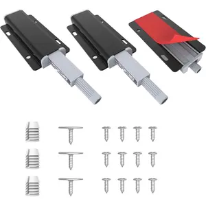 3 Pack Push to Open Cabinet Hardware, Touch Latches for Cabinet Doors,  Cabinets Latch,  Push Latches for Cabinets to Open Latch,Black