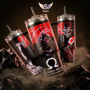 KRATOS God of War "Death Can Have Me" Gamer Art Sayal 40 oz Thermal Vacuum Insulated 12H Hot Cold With Handle For Playstation Fans & Gritty Aesthetic Vibes Spartan Style Leak-Proof BPA-Free Stainless Steel Cupholder Friendly Cup Must-Have