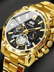 Men's Business Round Dial Analog Quartz Watch, Fashion Watch for Party, Daily Clothing Decor, Trendy All-match & Exquisite Watch for Birthday Gift with Box